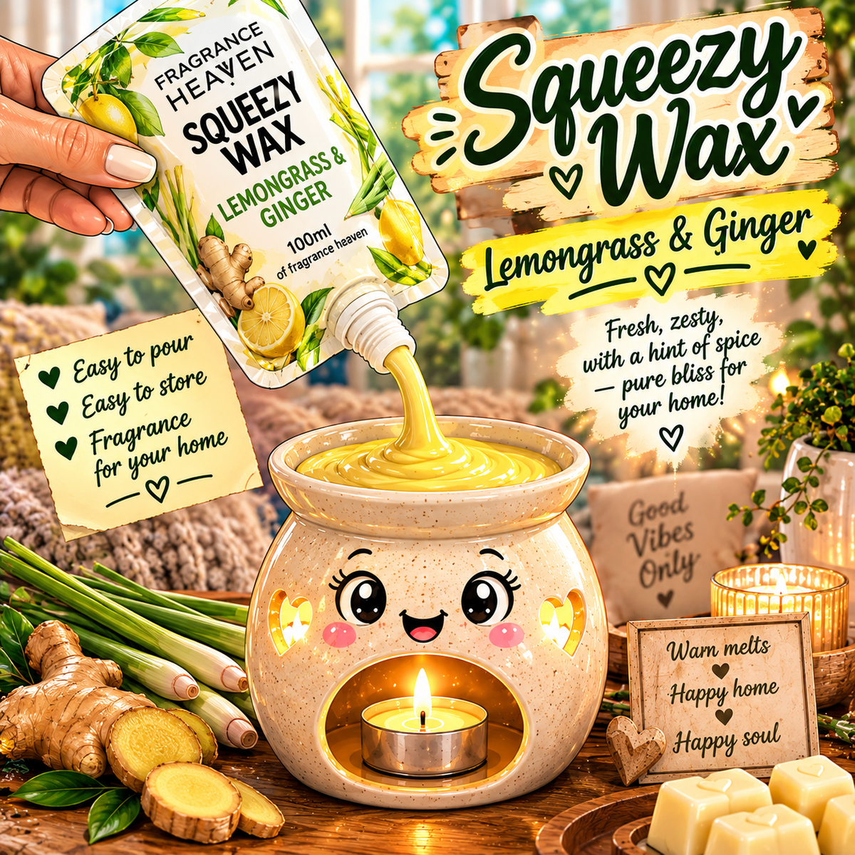 Lemongrass and Ginger Squeezy Wax