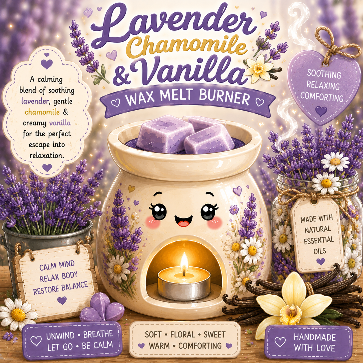 Lavender Chamomile & Vanilla wax melt