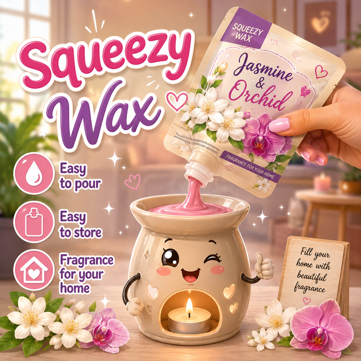Pink Jasmine & Orchid Squeezy Wax
