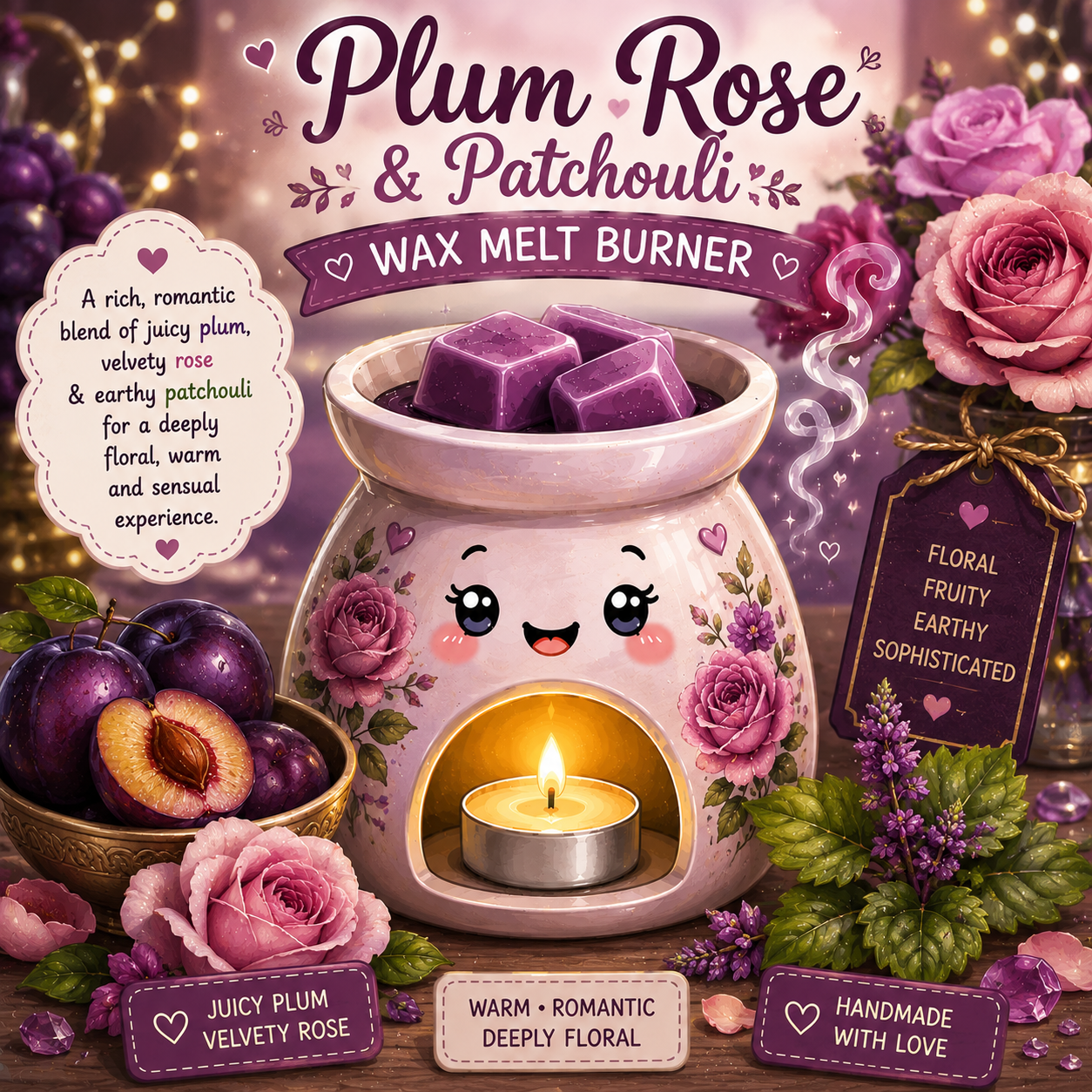 Plum, Rose & Patchouli Wax Melt