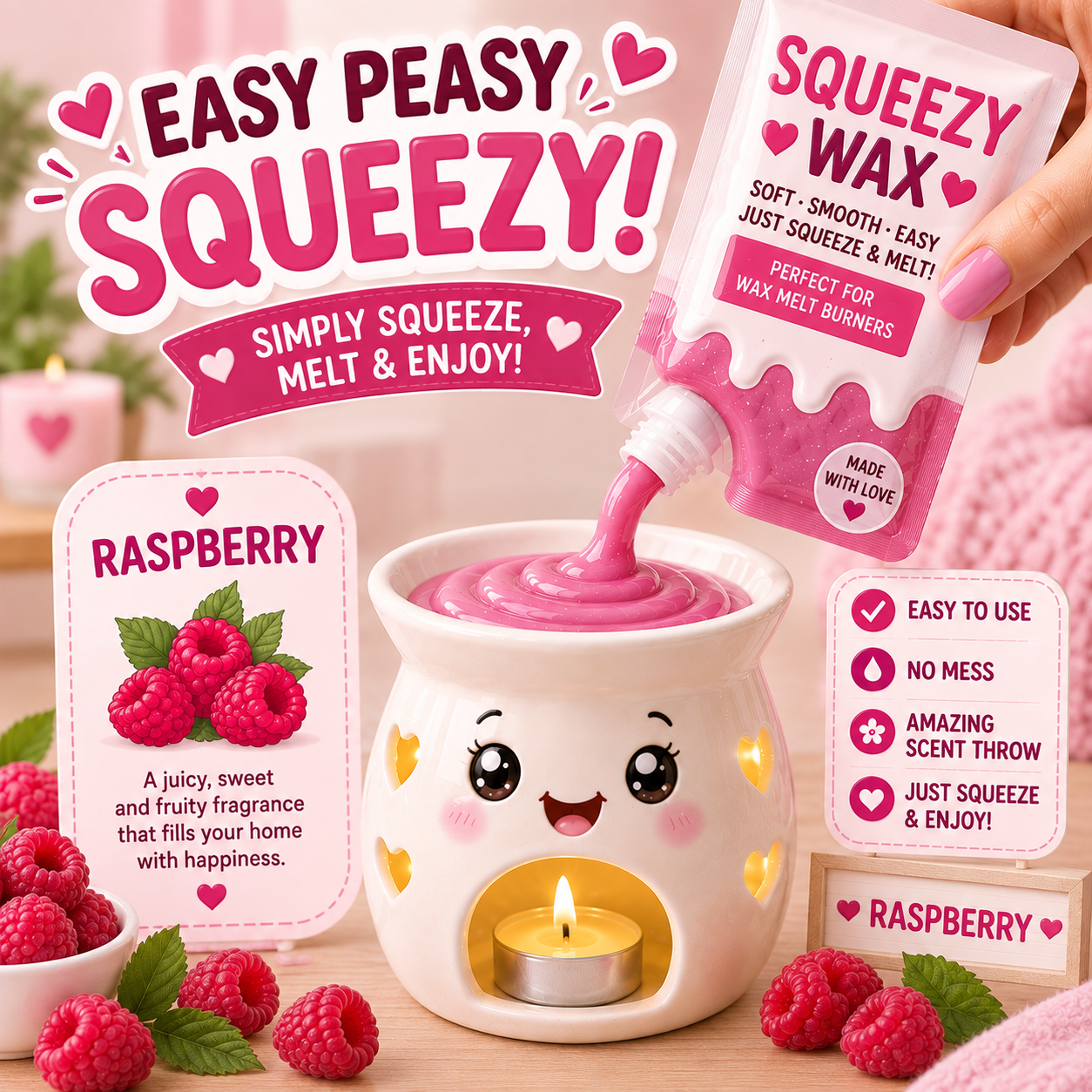 Raspberry Squeezy Wax