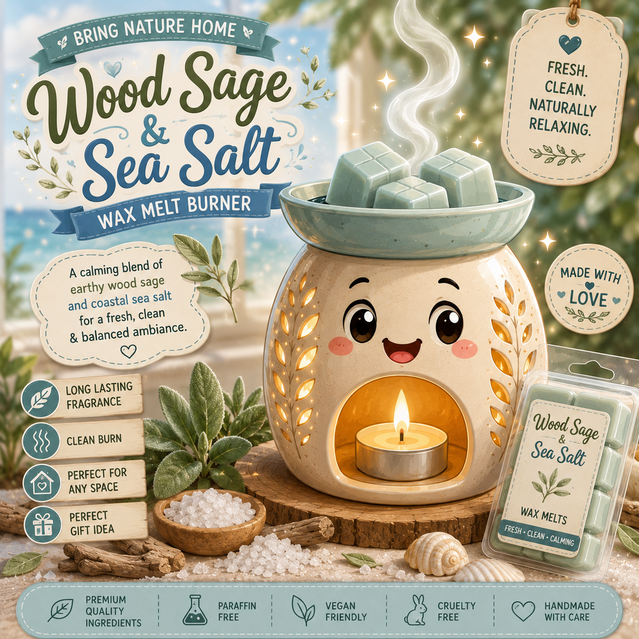 Wood Sage & Sea Salt Wax Melt
