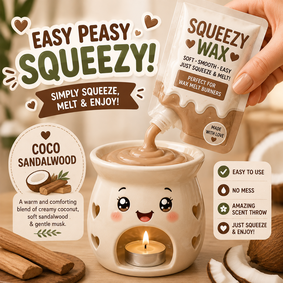 Coco Sandalwood Squeezy Wax